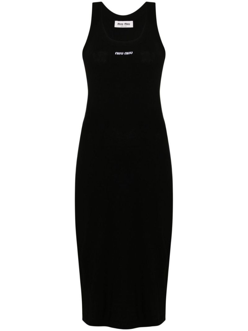 Logo-embroidery Midi Dress