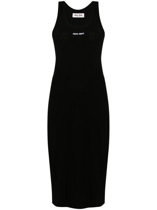 Logo-embroidery Midi Dress