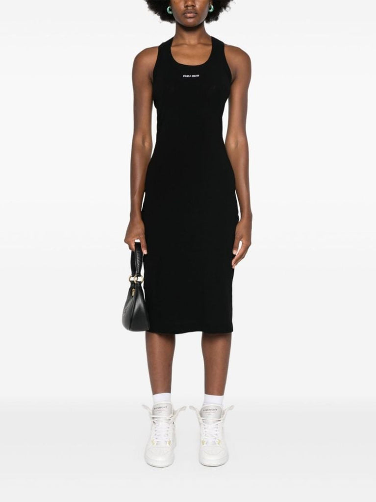 Logo-embroidery Midi Dress