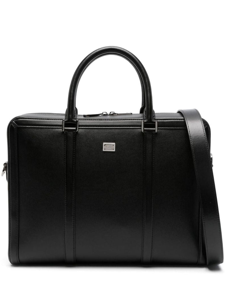 Plaque Leather Briefcase