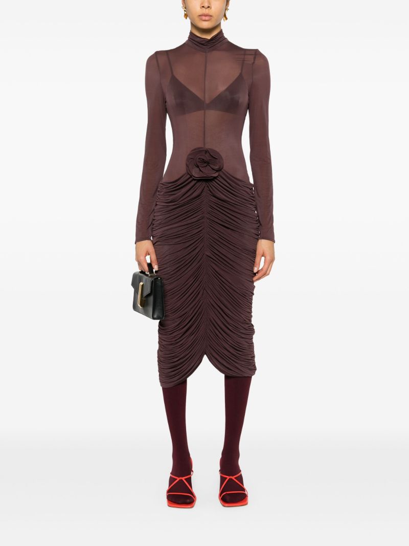 Rose-appliquÃ_x0083_Â© Sheer Midi Dress