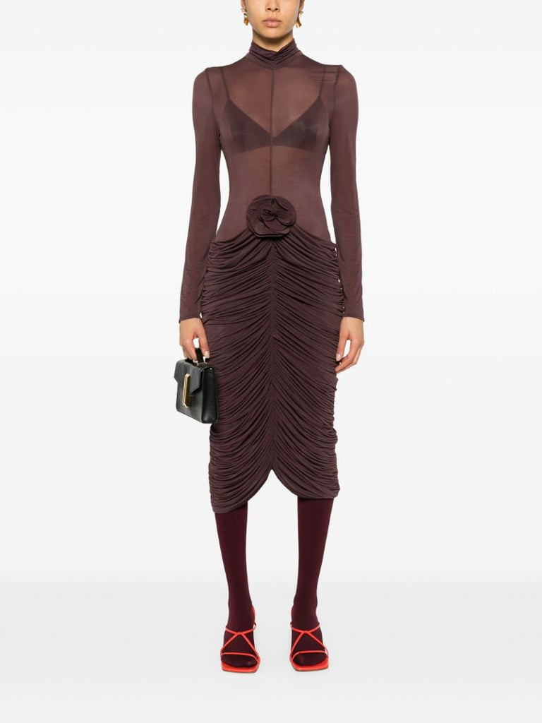 Rose-appliquÃ_x0083_Â© Sheer Midi Dress