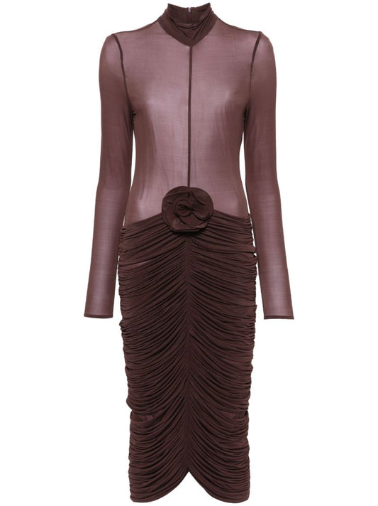 Rose-appliquÃ_x0083_Â© Sheer Midi Dress
