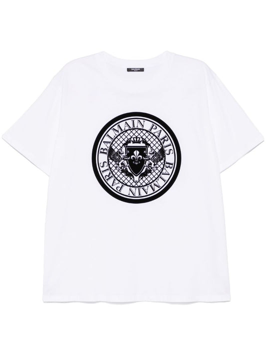 Flocked-logo T-shirt