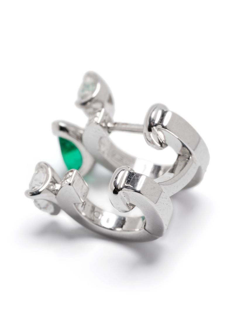 18k White Gold Serti Sur Vide Diamond and Emerald Single Earring