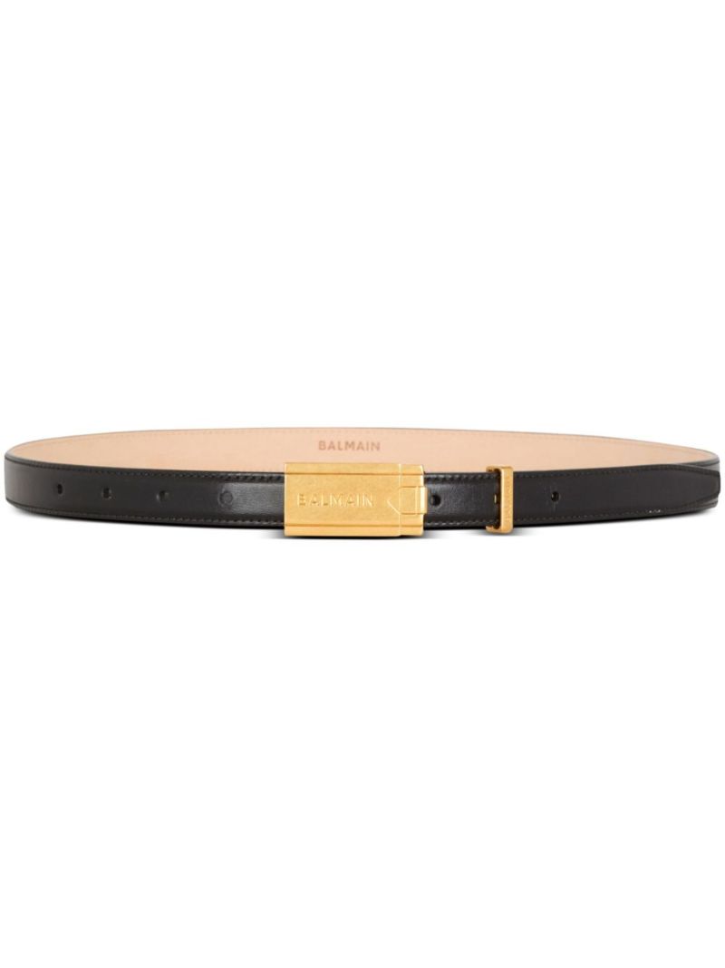 Logo Plaque Leather Belt