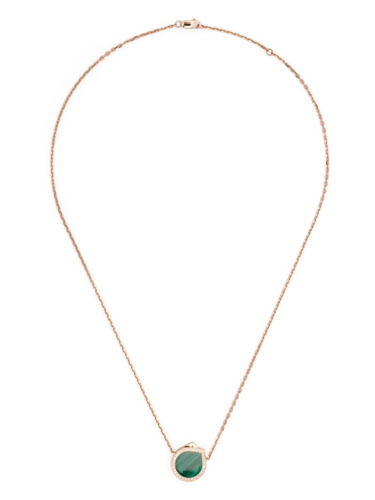 Rose Gold Antifer Diamond and Malachite Necklace