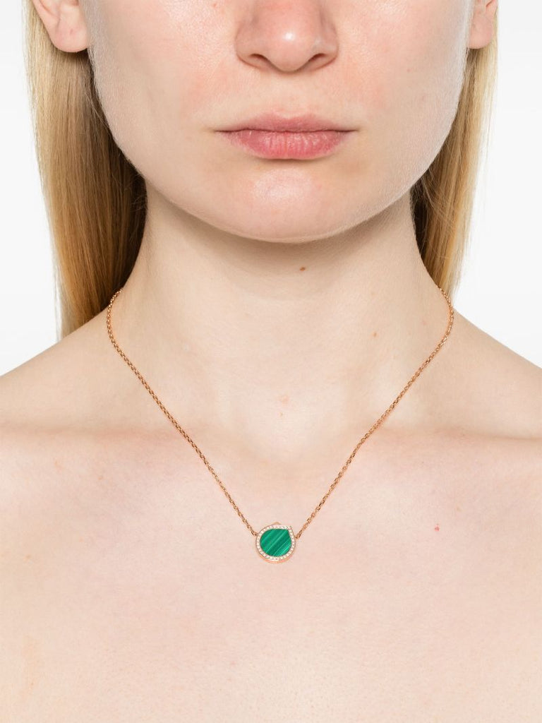 Rose Gold Antifer Diamond and Malachite Necklace