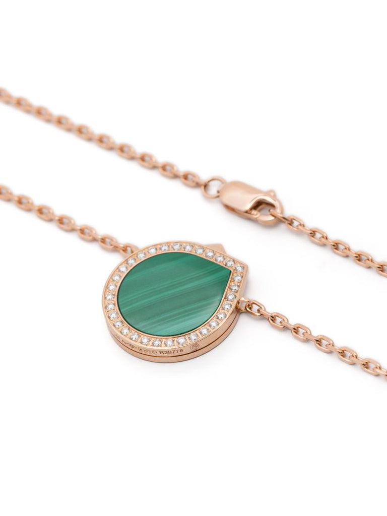 Rose Gold Antifer Diamond and Malachite Necklace