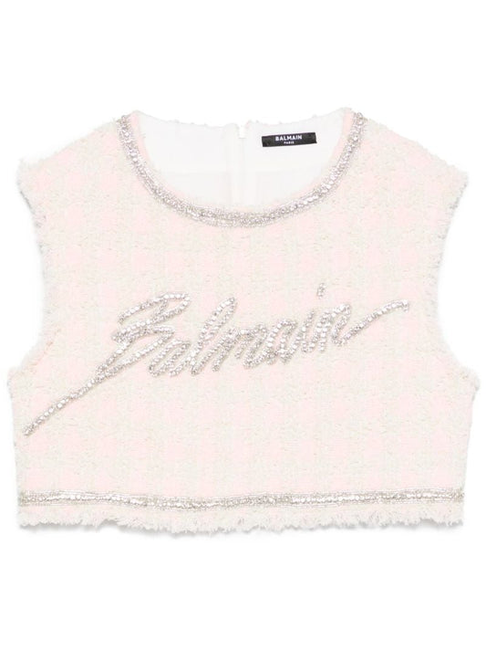 Logo Tweed Crop Top
