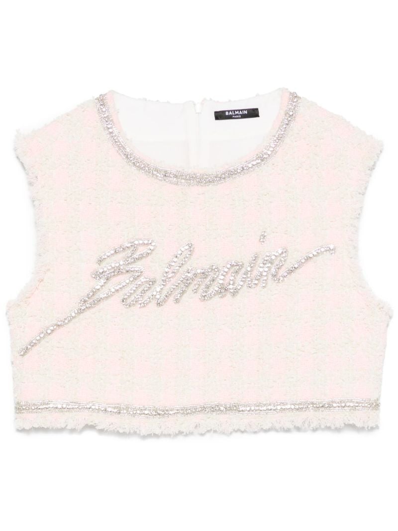 Logo Tweed Crop Top