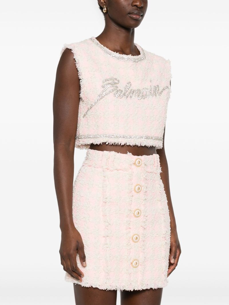 Logo Tweed Crop Top