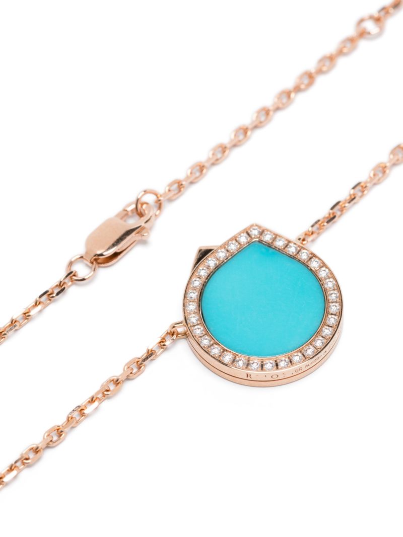 Rose Gold Antifer Diamond and Turquoise Necklace