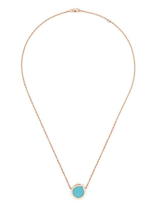 Rose Gold Antifer Diamond and Turquoise Necklace