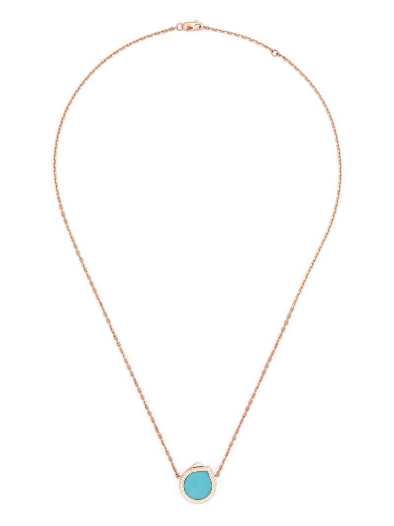Rose Gold Antifer Diamond and Turquoise Necklace