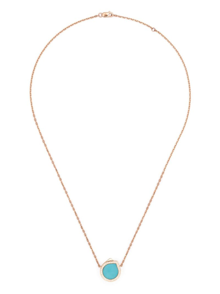 Rose Gold Antifer Diamond and Turquoise Necklace