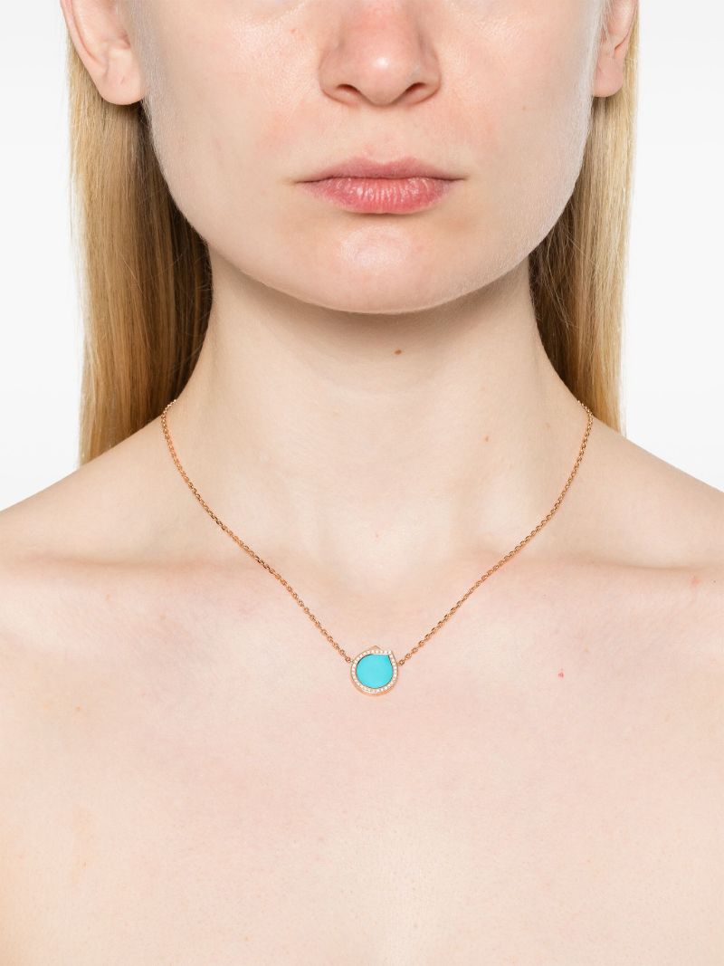 Rose Gold Antifer Diamond and Turquoise Necklace