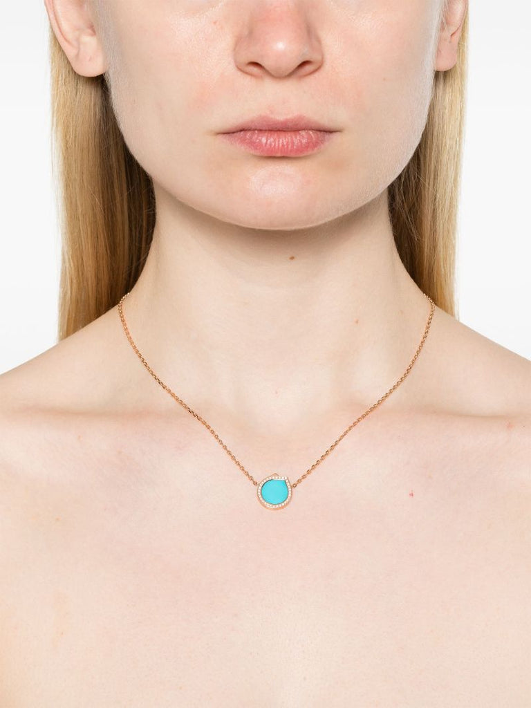 Rose Gold Antifer Diamond and Turquoise Necklace