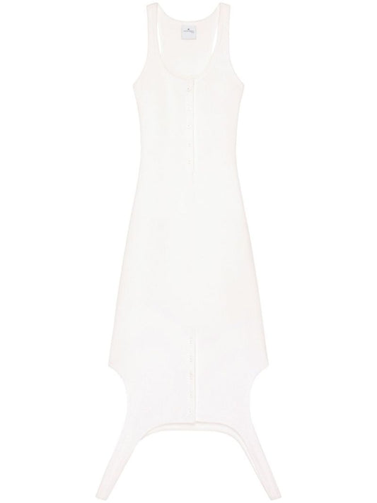 White Reversed Ribbed-knit Dress