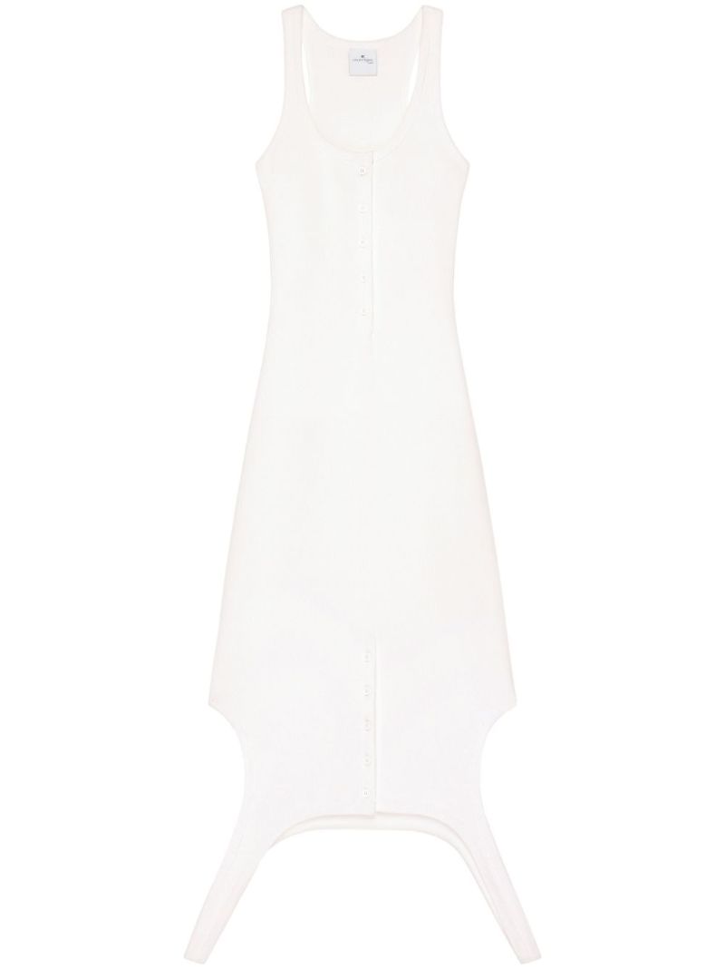 White Reversed Ribbed-knit Dress