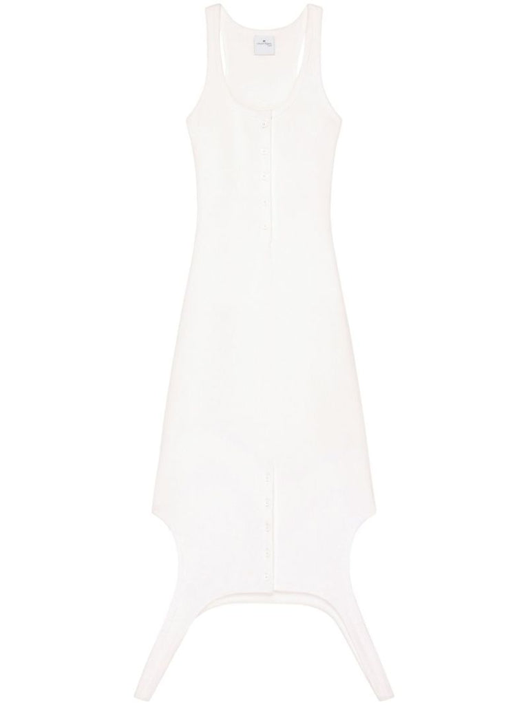 White Reversed Ribbed-knit Dress