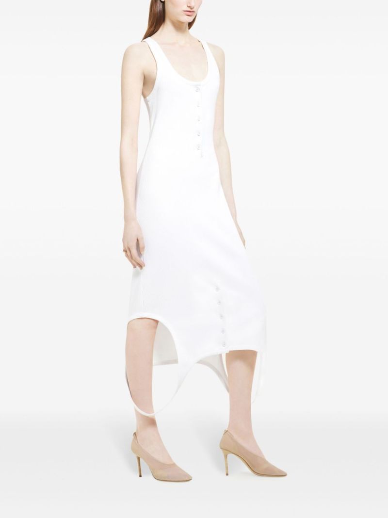 White Reversed Ribbed-knit Dress