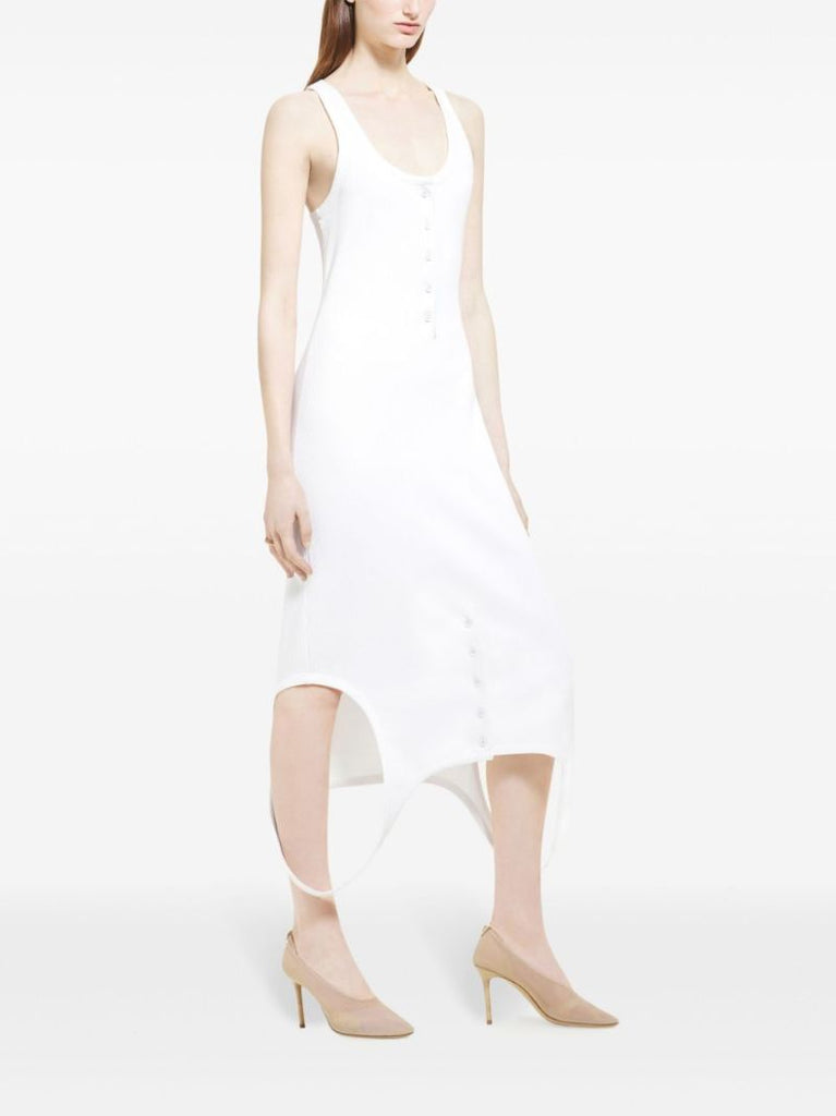 White Reversed Ribbed-knit Dress