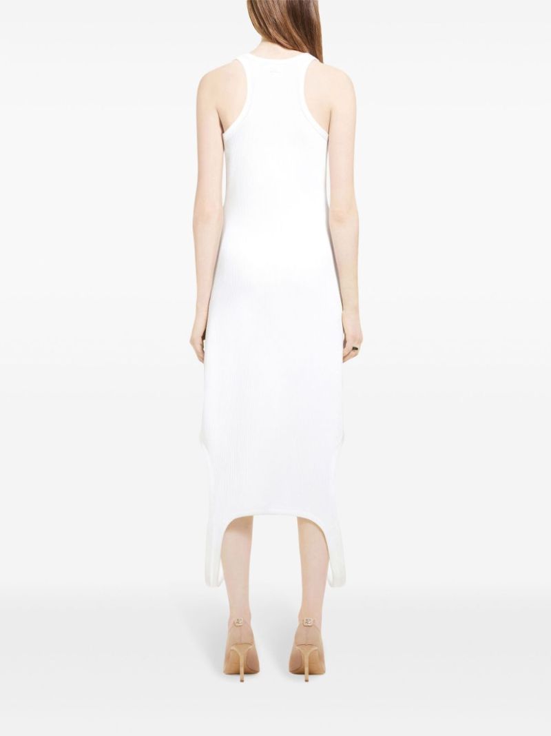 White Reversed Ribbed-knit Dress