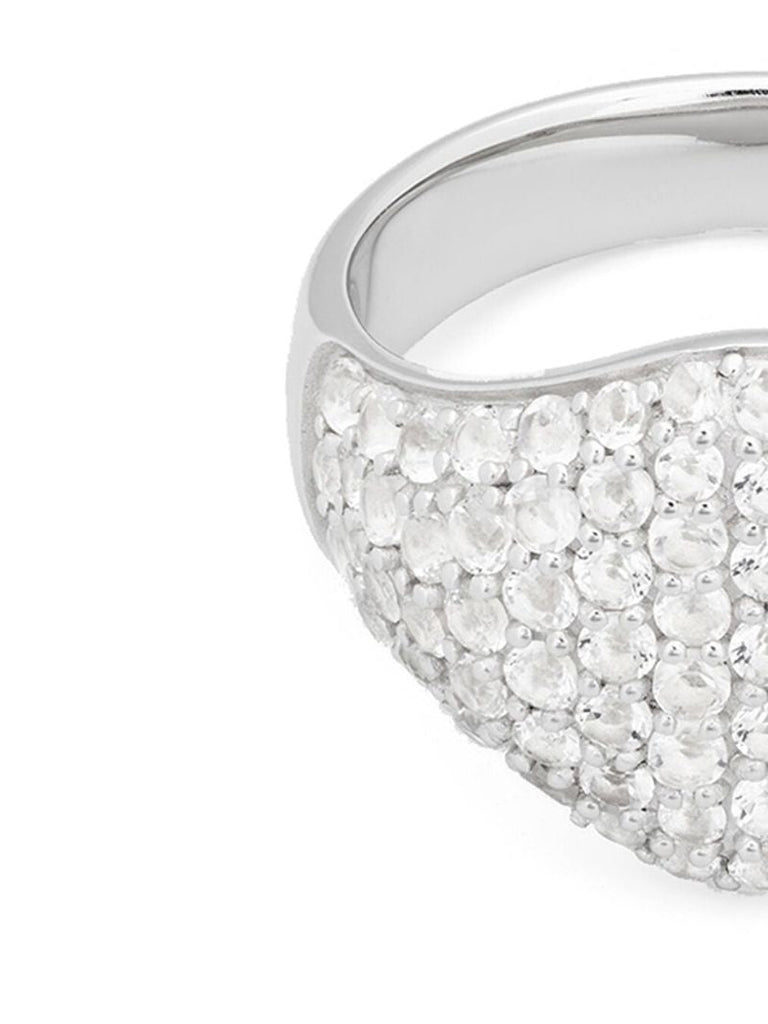 Rhodium Plated Sterling Silver Crystal Ring