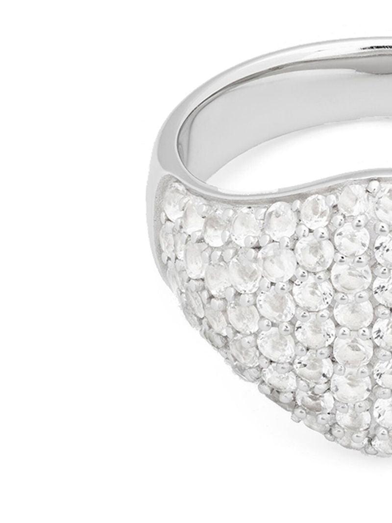 Rhodium Plated Sterling Silver Crystal Ring