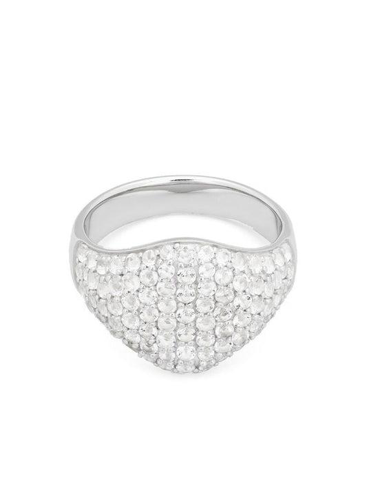 Rhodium Plated Sterling Silver Crystal Ring