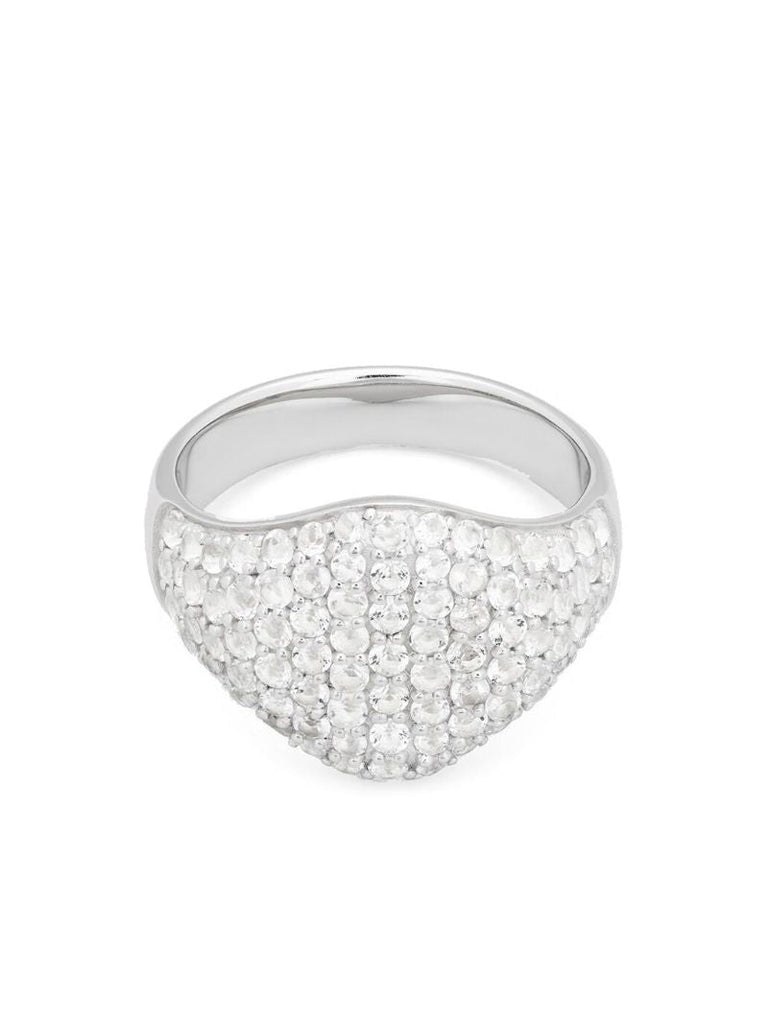 Rhodium Plated Sterling Silver Crystal Ring