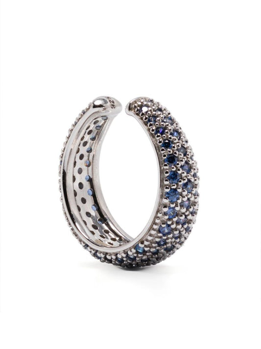 Silver Rhinestone-embellished Ear Cuff