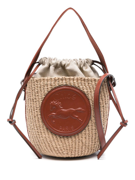 Small Horse Medal Basket Shoulder Bag