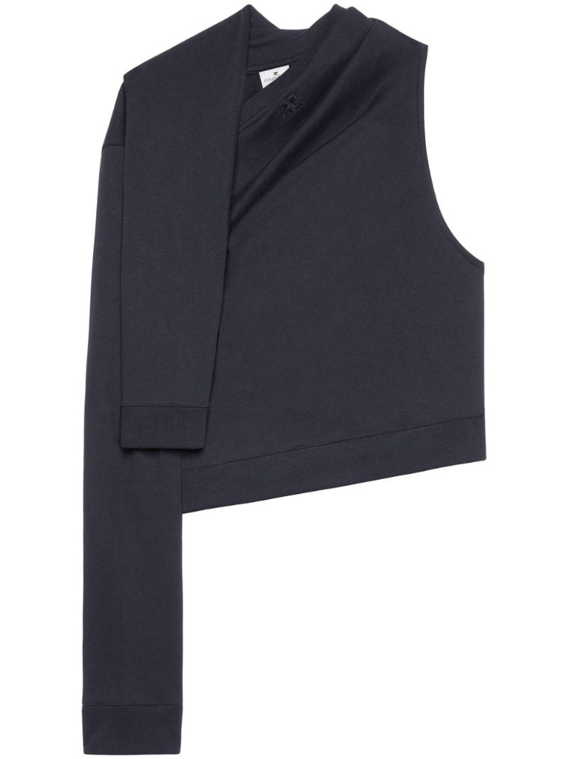 Black Asymmetric Off Shoulder Sweatshirt