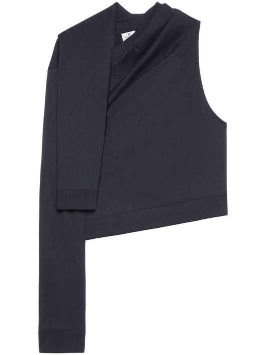 Black Asymmetric Off Shoulder Sweatshirt