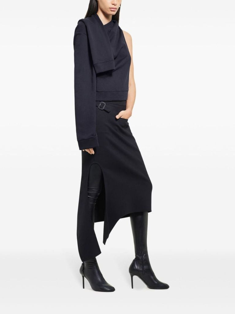 Black Asymmetric Off Shoulder Sweatshirt