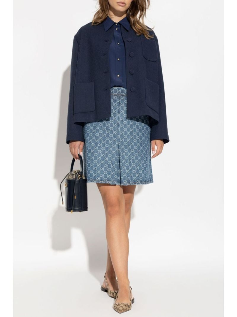 Blue Gg Denim Skirt