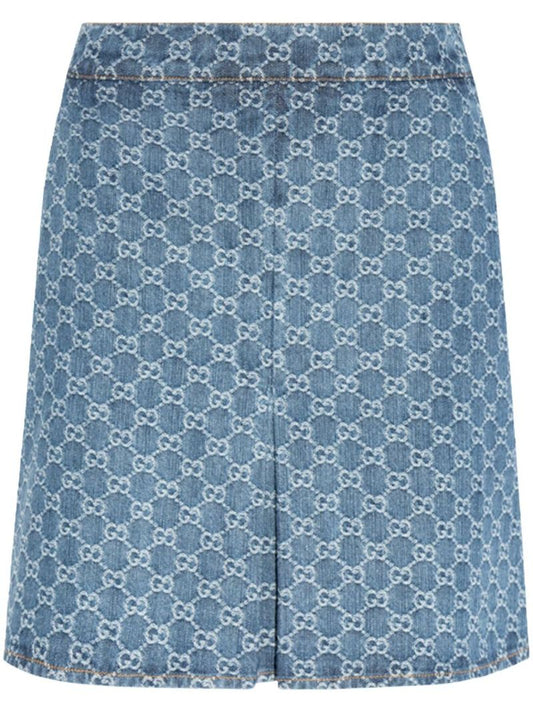 Blue Gg Denim Skirt
