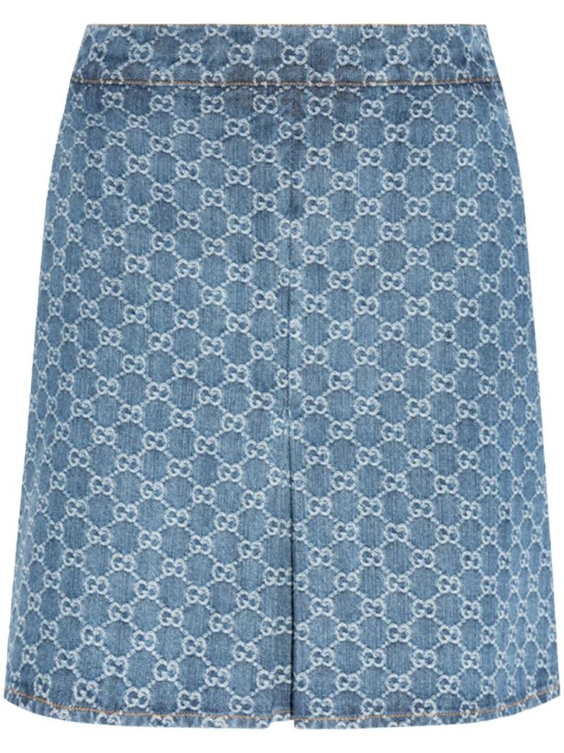 Blue Gg Denim Skirt