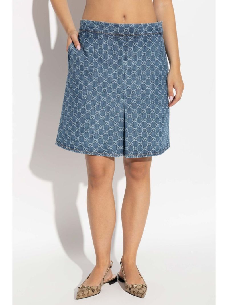 Blue Gg Denim Skirt