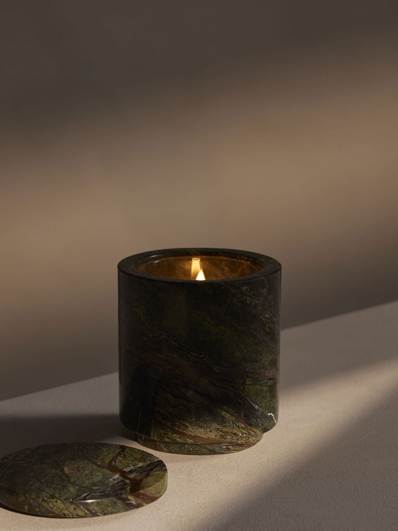 Leather and Oud Marble Candle 250g