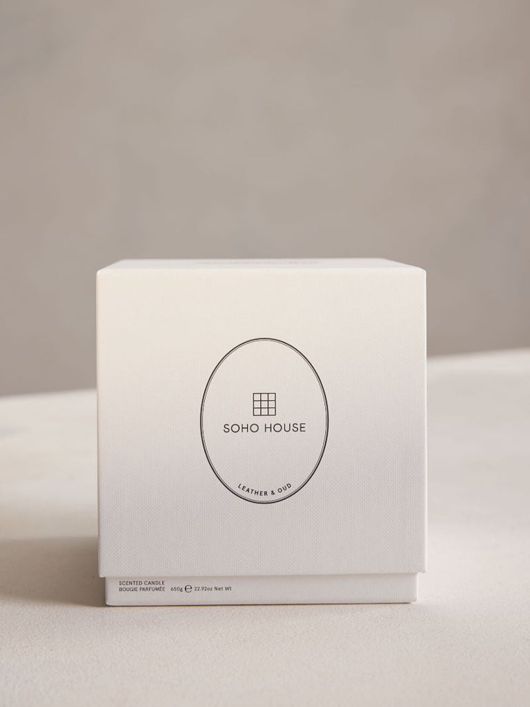 Leather and Oud Marble Candle 250g