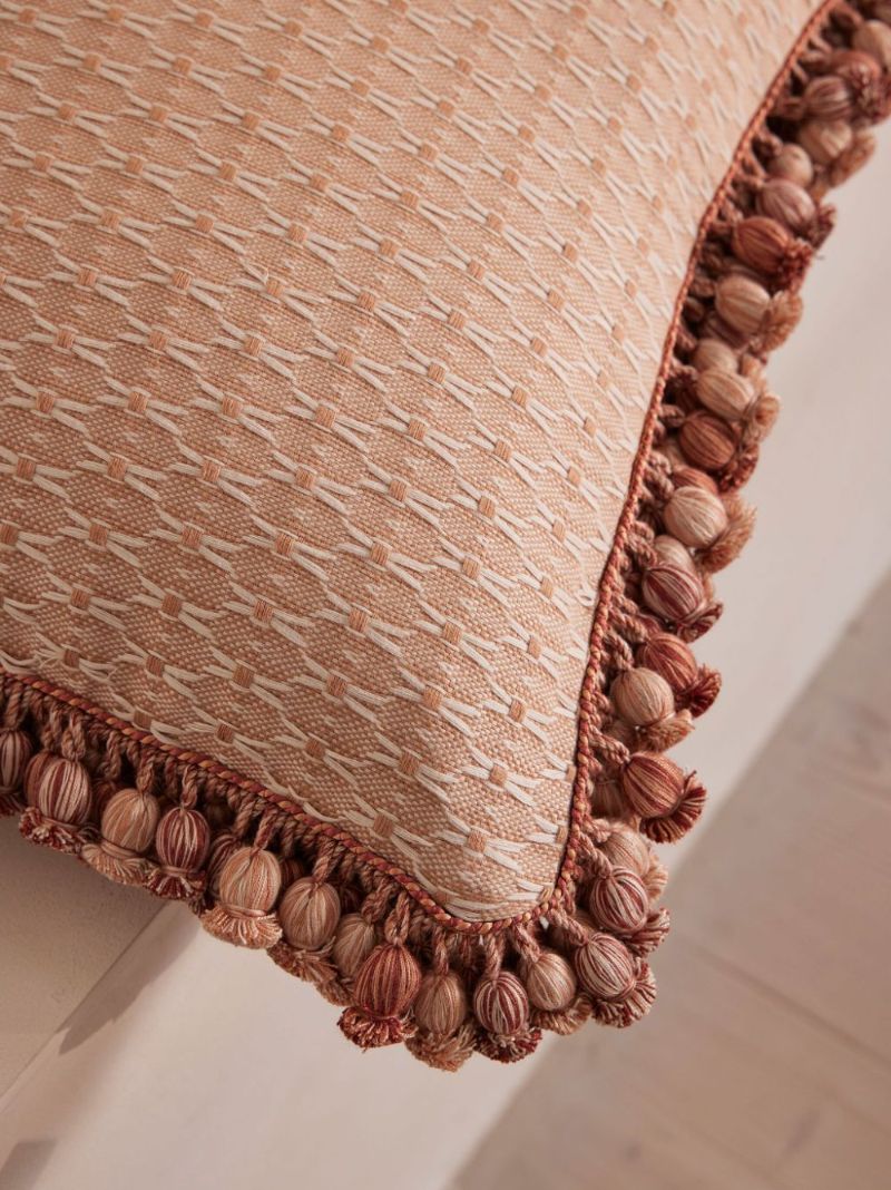 Tassel Trim Jacquard Pillow