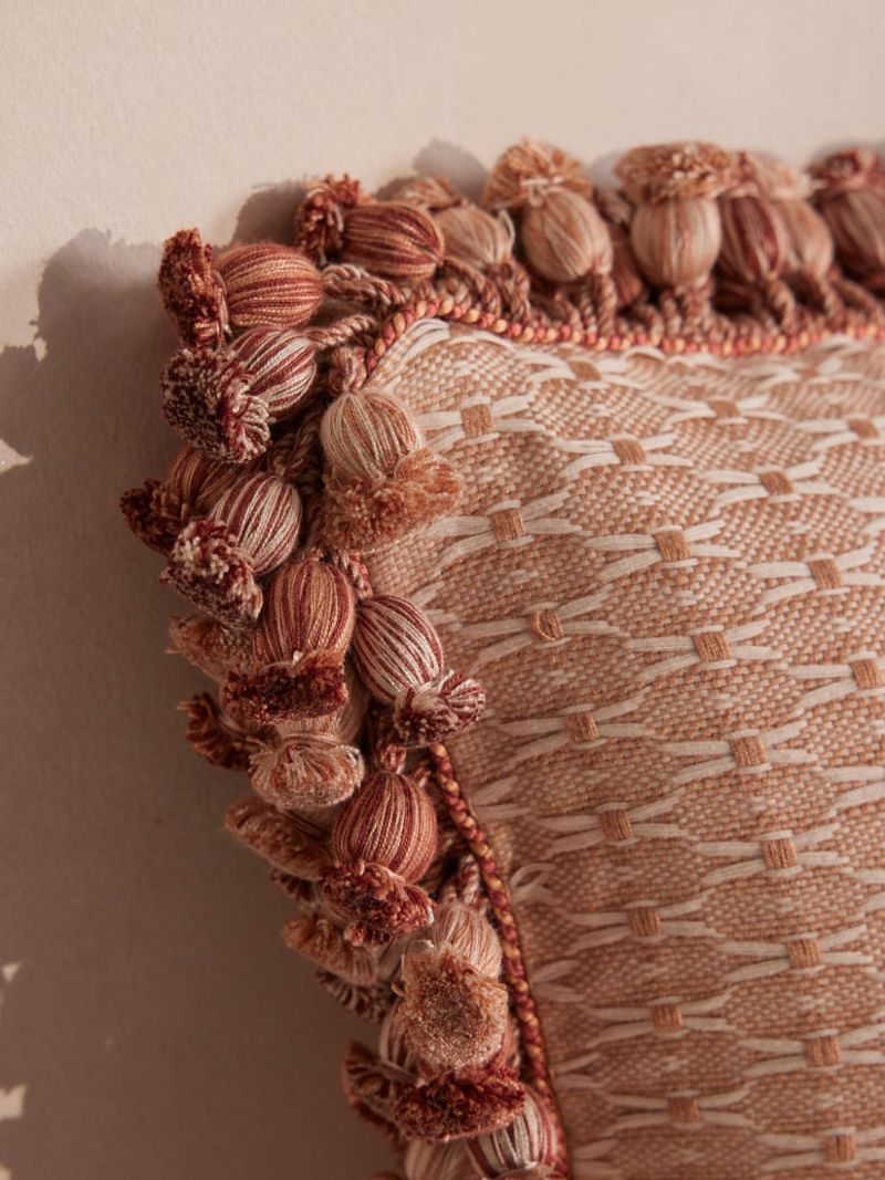 Tassel Trim Jacquard Pillow