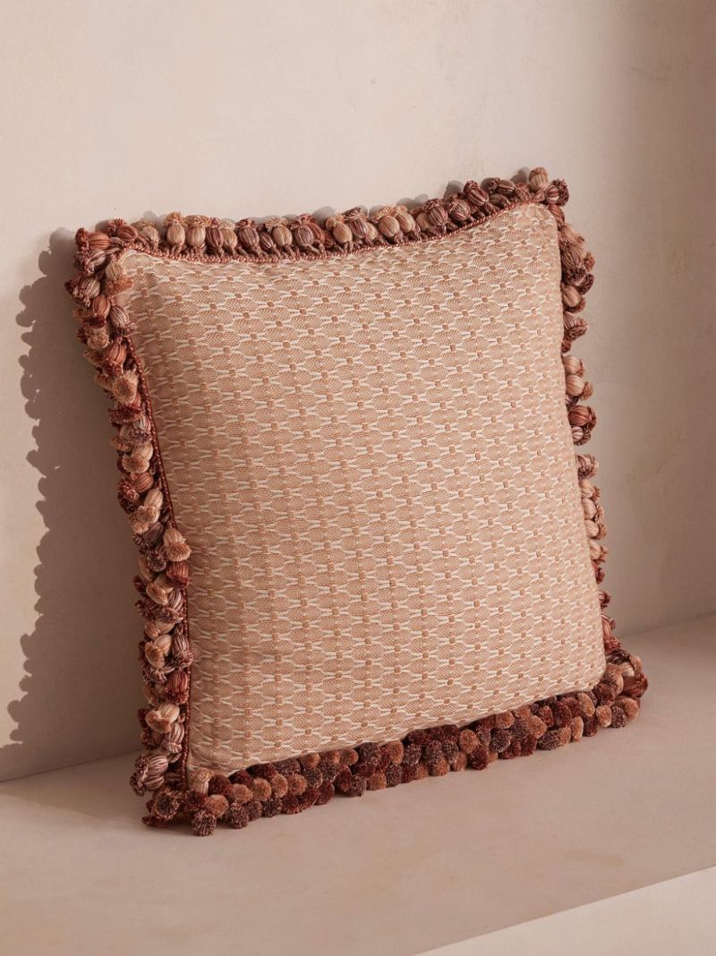 Tassel Trim Jacquard Pillow