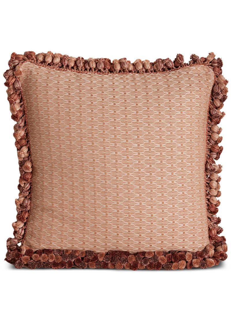 Tassel Trim Jacquard Pillow