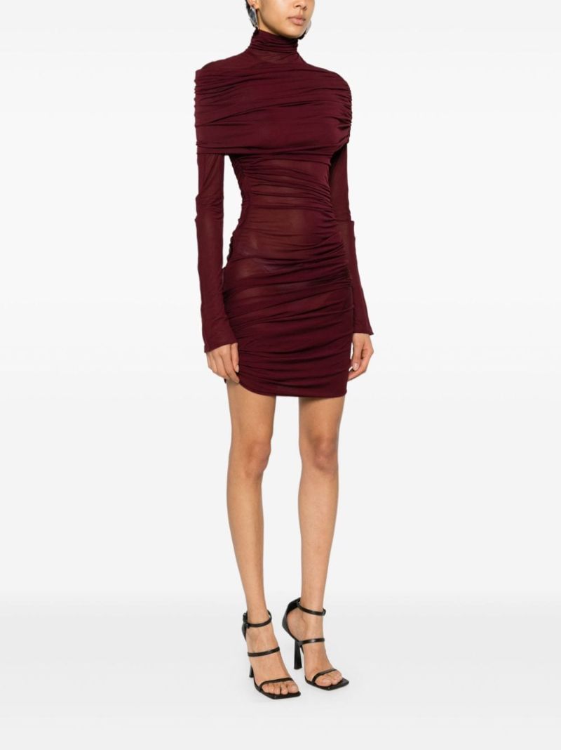 Ruched Turtleneck Mini Dress
