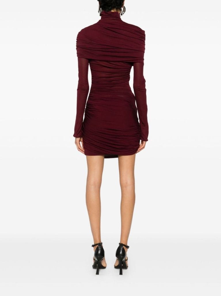 Ruched Turtleneck Mini Dress
