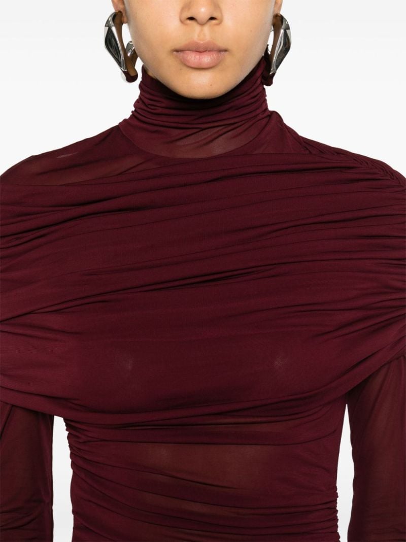 Ruched Turtleneck Mini Dress